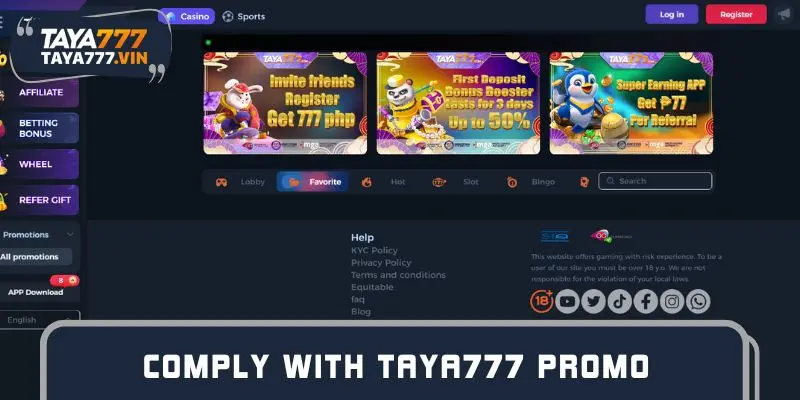 Comply with TAYA777 promo participation regulations