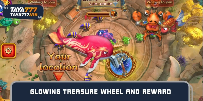 Glowing treasure wheel and reward animations