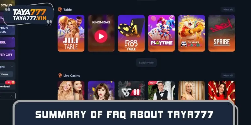 Summary of FAQ about TAYA777